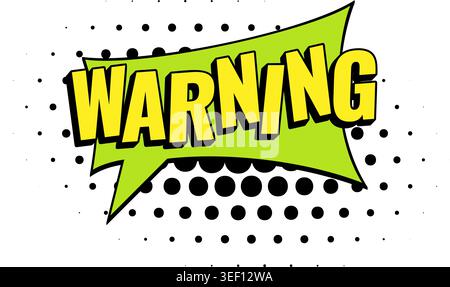 WARNING Comic Book Pop Art Arrow Banner Graphic Stock Vector