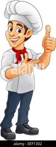 Chef Baker Cook Cartoon Man Thumbs Up Pointing Stock Vector