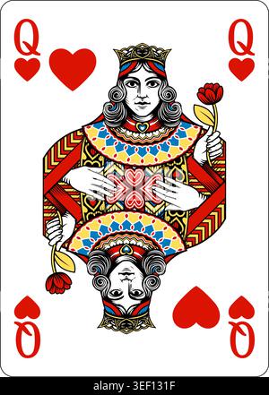 Queen of Hearts Design from Deck of Playing Cards Stock Vector
