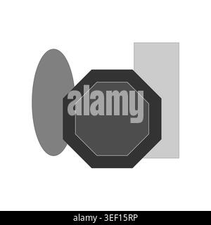 Significant grays set. Octagon oval Vector. Overlapping geometric rectangles. Professionalized monochrome objects. Stock Vector