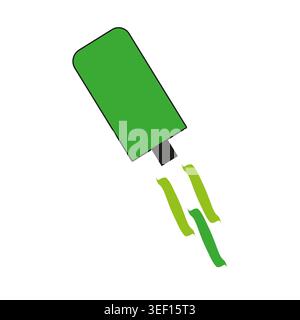 Marker pen illustration. Bright green paint. Dynamic artistic Vector strokes. Simple drawing instrument. Stock Vector