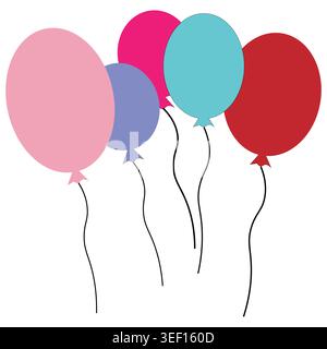 Multicolor balloon set. Celebratory inflatable Vector. Vibrantly colorful airships. Festive holiday decoration item. Stock Vector