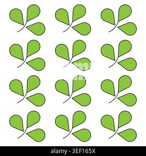 Green clover leaves. Nature pattern Vector tile. Repetitive plant element. Spring botany concept. Stock Vector