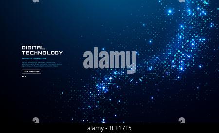 Futuristic blue tech background with abstract digital texture Stock Vector