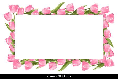 A rectangular arrangement of pink tulips Stock Vector