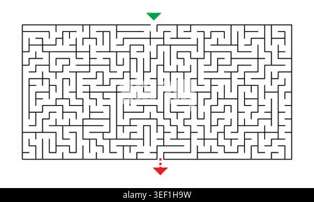 Minimalist Rectangular Maze Puzzle Vector Stock Vector