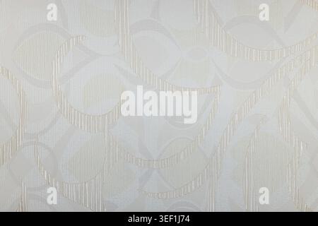 Subtle white tapestry background with delicate circular patterns Stock Photo