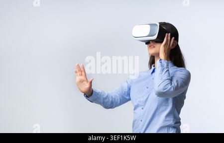 Engaging Virtual Reality Experience With Headset and Immersive Technology Stock Photo