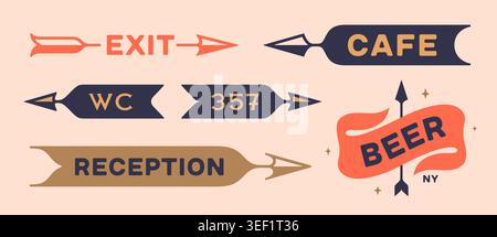 Wayfinding arrows. Directional signs collection Stock Vector