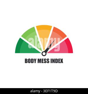 Body Mass Index BMI Meter Gauge Icon Pointing to Obese Level Stock Vector