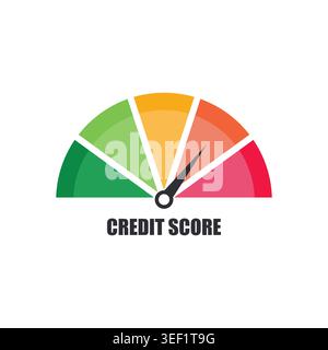 Credit Score Meter Gauge Icon Pointing to High Level Stock Vector
