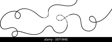Continuous squiggle cable line creating abstract wavy vector illustration with flowing squiggles. Stock Vector