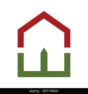Creative initial letter W house icon design featuring modern geometric lines, clean architecture style, minimalist branding concept, and professional Stock Vector
