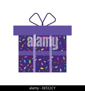 Purple Gift Box Vector Colorful Present Icon Flat Celebration Illustration Stock Vector