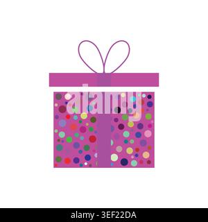 Pink Gift Box Vector Colorful Present Icon Flat Celebration Illustration Stock Vector