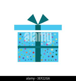 Cyan Gift Box Vector Colorful Present Icon Flat Celebration Illustration Stock Vector