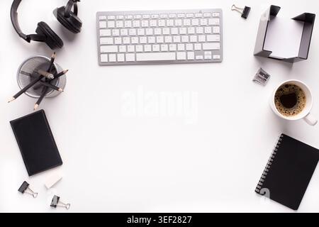 Workplace with copy space on office table with stationery Stock Photo