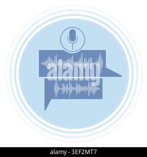 Voice message with sound waves. Microphone recording, audio tracks, dialogue in messenger, recording and speech communication in social media Stock Vector