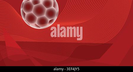 Red background with white honeycomb patterned sphere and wavy lines Stock Vector