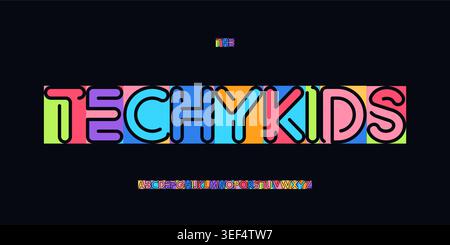 Code Kids colorful geometric font alphabet, playful coding letters for ...