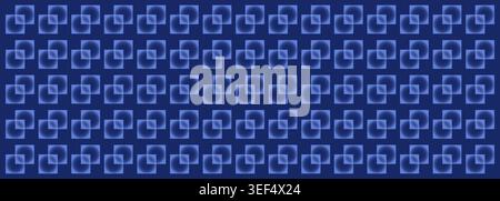 Blue abstract geometric background featuring layered square frames and soft glowing circles forming a retro inspired decorative pattern for textile Stock Vector