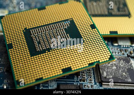 Central Processing Unit, CPU chip processor of computer mainboard, electronic technology. Stock Photo