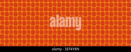 Seamless retro inspired pattern with orange tones, glowing circular shapes and geometric structure designed for wallpaper, textile and graphic Stock Vector