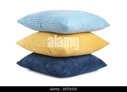 Stack of color cushions isolated on white Stock Photo