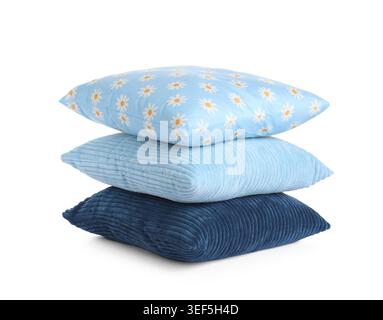 Stack of color cushions isolated on white Stock Photo