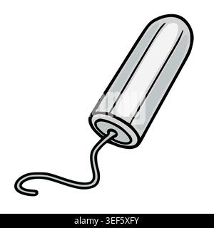 Simple vector illustration of a tampon with a string on a white background Stock Vector