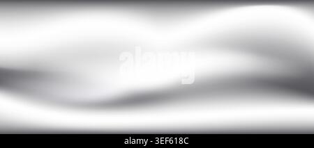 Silver metal surface with mirror-like reflections and chrome gradient. Shiny foil texture creates glossy steel background with smooth platinum sheen Stock Vector