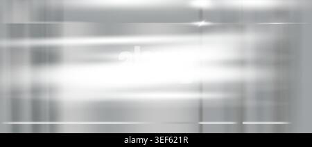 Silver metal surface with mirror-like reflections and chrome gradient. Shiny foil texture creates glossy steel background with smooth platinum sheen Stock Vector