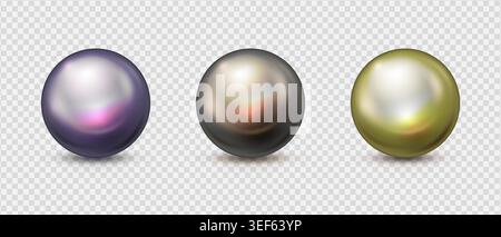 Mineral gemstone sphere in 3D rendering. Glossy pearl ball with crystal-clear surface, golden accents, and realistic texture. Vector illustration of Stock Vector