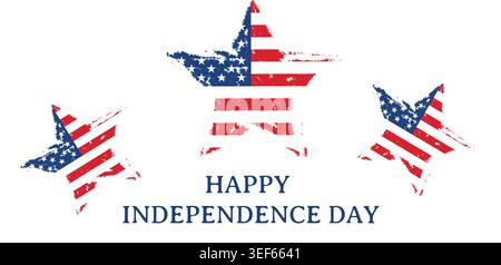 Happy independence day fourth of july patriotic american flag grunge star set vector illustration bundle design Stock Vector