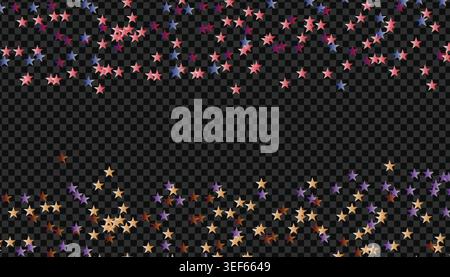 Colorful scattered star confetti border set for festive holiday celebration background decoration vector illustration graphic pack Stock Vector
