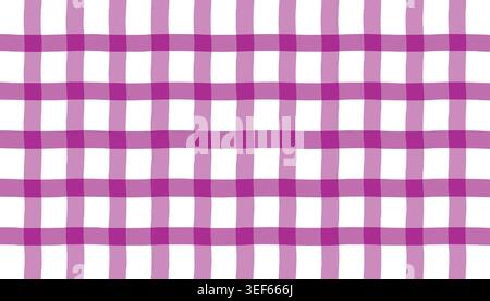 Seamless purple and white gingham check plaid pattern texture for textile fabric clothing and fashion graphic vector backgrounds Stock Vector