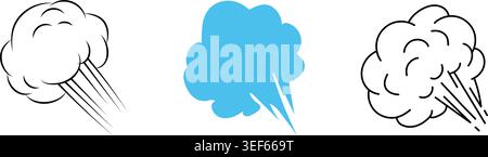 Comic style cloud dust puff set speed motion effect element whoosh explosion blast pop art vector illustration Stock Vector