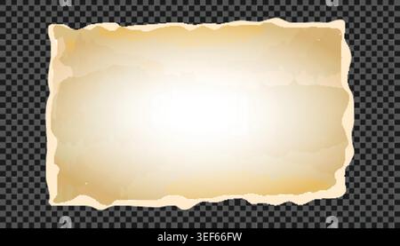 Blank aged vintage yellow torn paper page with ragged edges empty space for text quality vector Stock Vector