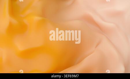 Detailed view of waving textile material in warm orange and apricot tones. Aesthetic abstract design with graceful curves and professional lighting fo Stock Photo