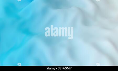 Smooth 3D render of rippling cyan fabric with a soft out-of-focus effect. Modern abstract background with liquid-like movement and professional color Stock Photo