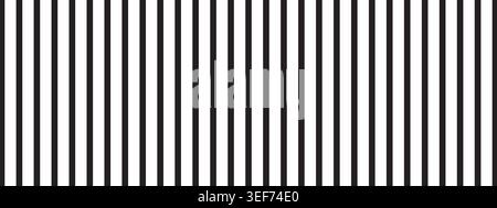Repeated vertical black parallel straight lines on white background. Simple striped print. Structure of prison bar or shutters. Vector graphic Stock Vector