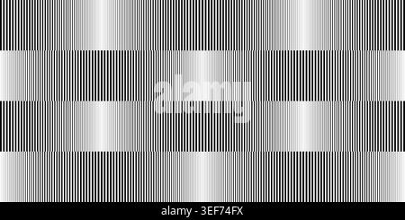 Background with repeated black straight vertical parallel lines with dynamic transition effect. Simple gradation print. Minimalistic digital print Stock Vector