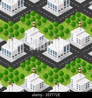 Plant, factory, industrial, industry Seamless Repeating Tile Pattern Stock Vector