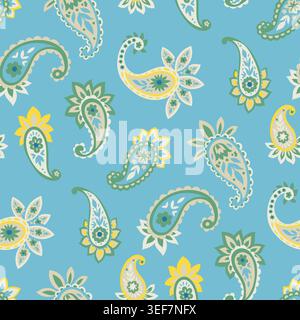 Light Blue Tossed Paisley Drop Motif Stock Vector