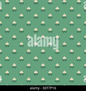 Retro Geometric Tiny Floral Motif Stock Vector