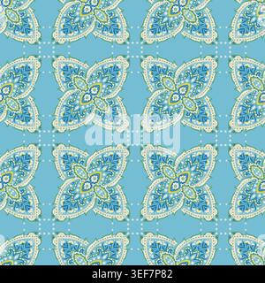 Ornate Blue Floral Paisley Medallion Stock Vector