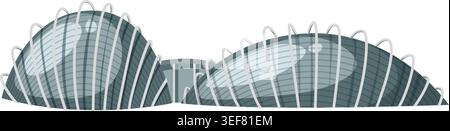 Flat vector illustration of modern glass greenhouse domes with steel ribs and reflective panels Stock Vector