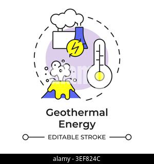Geothermal energy multi color concept icon Stock Vector