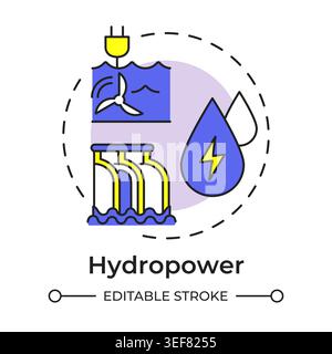 Hydropower multi color concept icon Stock Vector