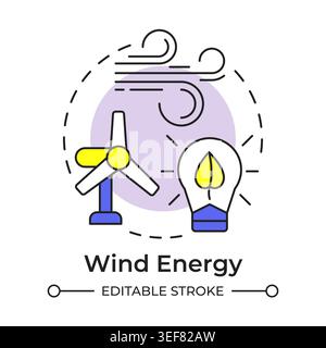Wind energy multi color concept icon Stock Vector